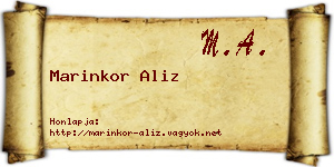 Marinkor Aliz névjegykártya